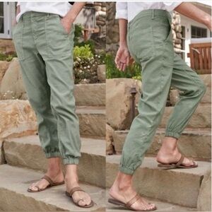Frank & Eileen Jameson Pants Green Utility Jogger Cotton Flax Blend